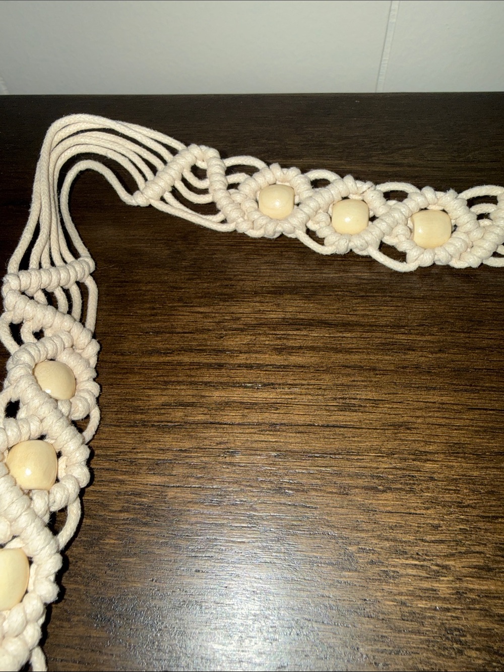Boho Macramé Beaded Waist Belt in Ivory - Picture 4 of 5